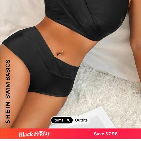 Lot of 5 SHEIN black 2 piece bathing suits and one additional top. NWOT - Picture 3 of 15